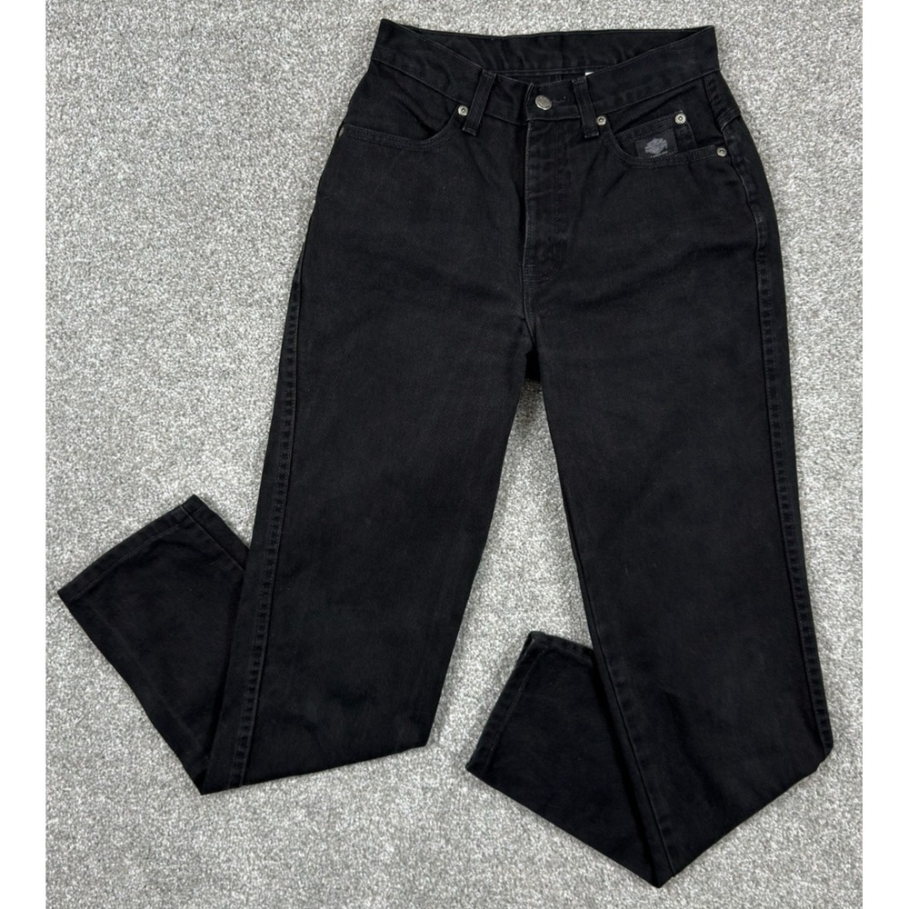 Harley-Davidson Women's Size 4 Regular Classic Black Jeans 2002 Y2K Straight Leg